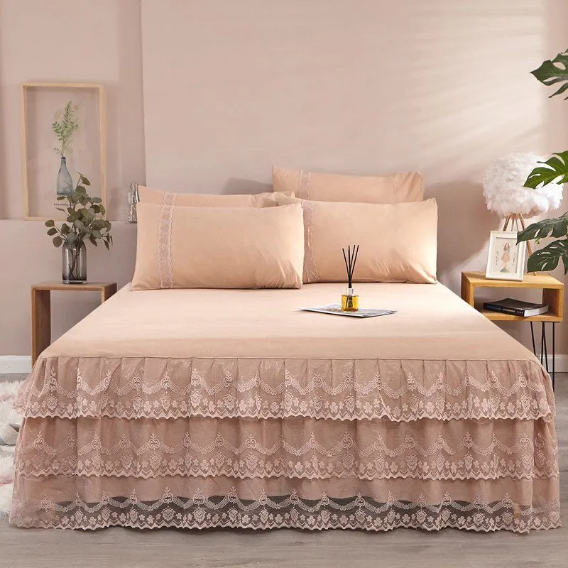 Bedkjol Västra Europa avancerad säng kjol hem textil sängkläder 3st/set1bed kjol 2st kuddebäddsark king/quee bäddsäcke f0562 230314