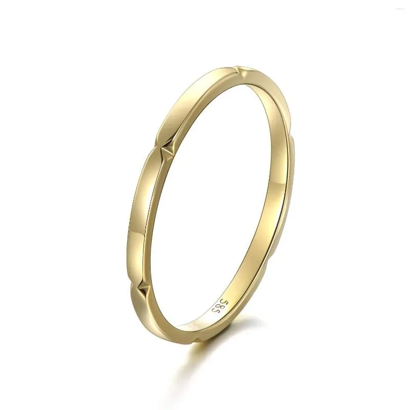 Cluster Rings YFN 14k Yellow Gold 1.5 MM Band For Women Solid Engagement Wedding Ring