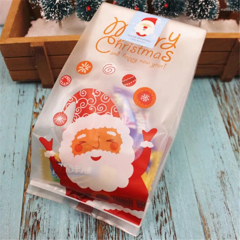 Décorations de noël 50 pcs/pack sac de bonbons mode auto-adhésif cadeau emballage sacs pour fête décor à la maison Bolsas Regalo Navidad