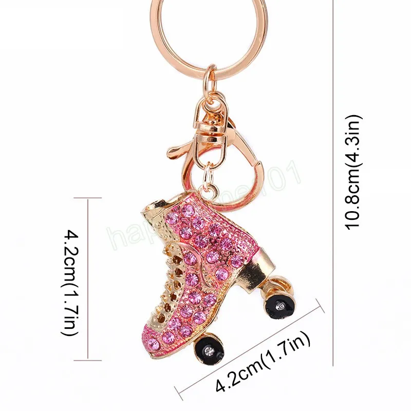 Mignon strass cristal chaussures de patinage porte-clés patinage à roulettes porte-clés porte-anneau porte-monnaie sac boucle pendentif porte-clés