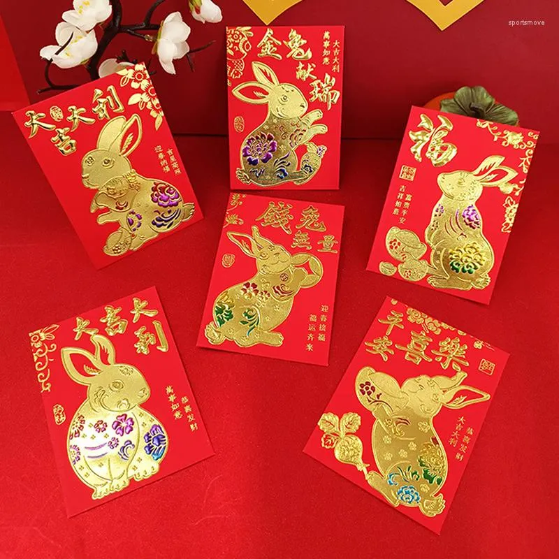 Wrap regalo 6pcs cinese anno 2023 buste rosse pacchetti primavera sacchetto di denaro hongbao busta hongbao