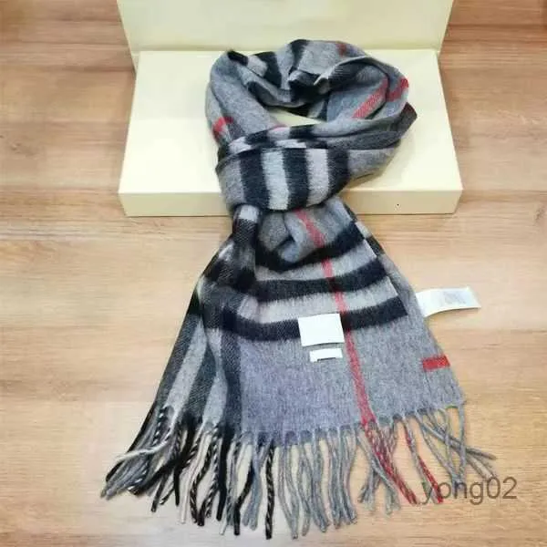 Vinter 100% kashmiredesigner Scarf High-klass mjuk tjocka modemän kvinnliga lyxiga halsdukar Neutral klassisk rutig stor cape07fc