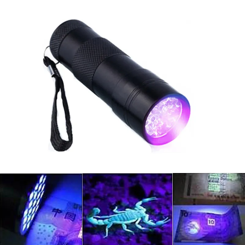 Oświetlenie LED 9LED Aluminium Mini Portable UV Ultra Violet Blacklight 9 LED LASHLIGHT TORCH Light Gotowy do wysyłki