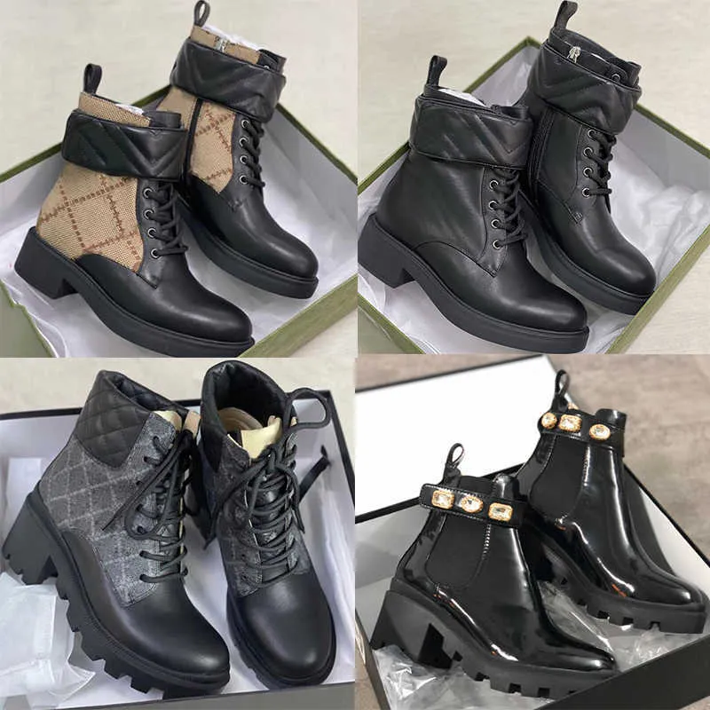 Designers Martin Desert Boot High Heels ankelstövlar Kvinnor Läderskor Vintage Print Jacquard Textil Classic Platform Flat Ankle Boot Outrole Shoes With Box No013