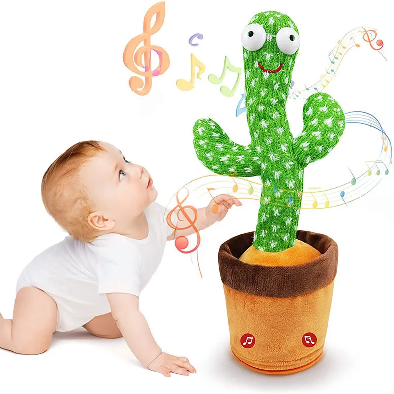 Objetos decorativos Figuras Cacto de dançarina recarregável para crianças dança USB Replant Talking Blanchin in Spanish Toy Children 230314