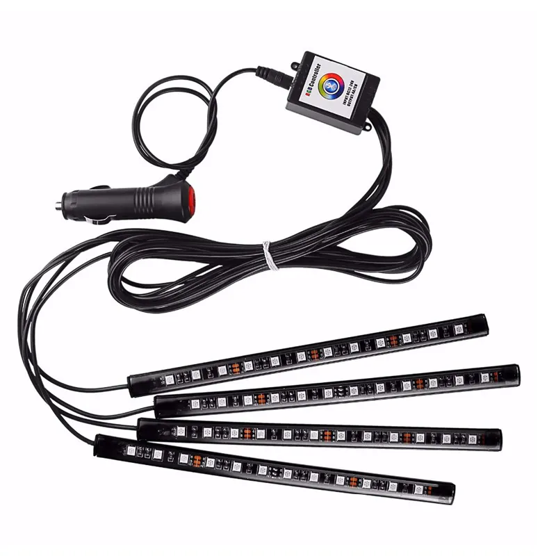 Luci per strisce interne per auto 48 Lampade per atmosfera per auto a LED Luci al neon per auto Musica multicolore Luci per strisce LED per auto Sotto DC12V oemled