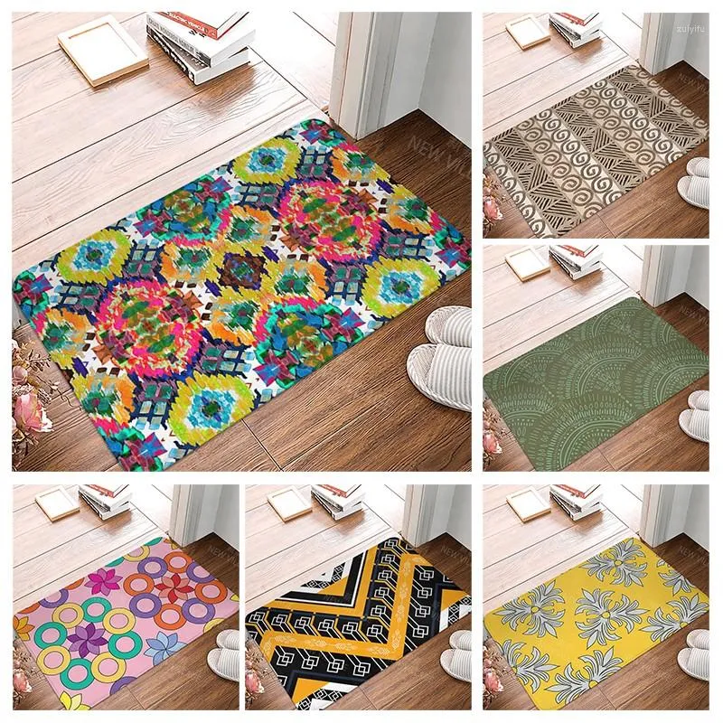Tapis Mandala anti-dérapant tapis de bain salle de bain petit tapis douche décor à la maison porte cuisine chambre entrée salle tapis maroc Vintage