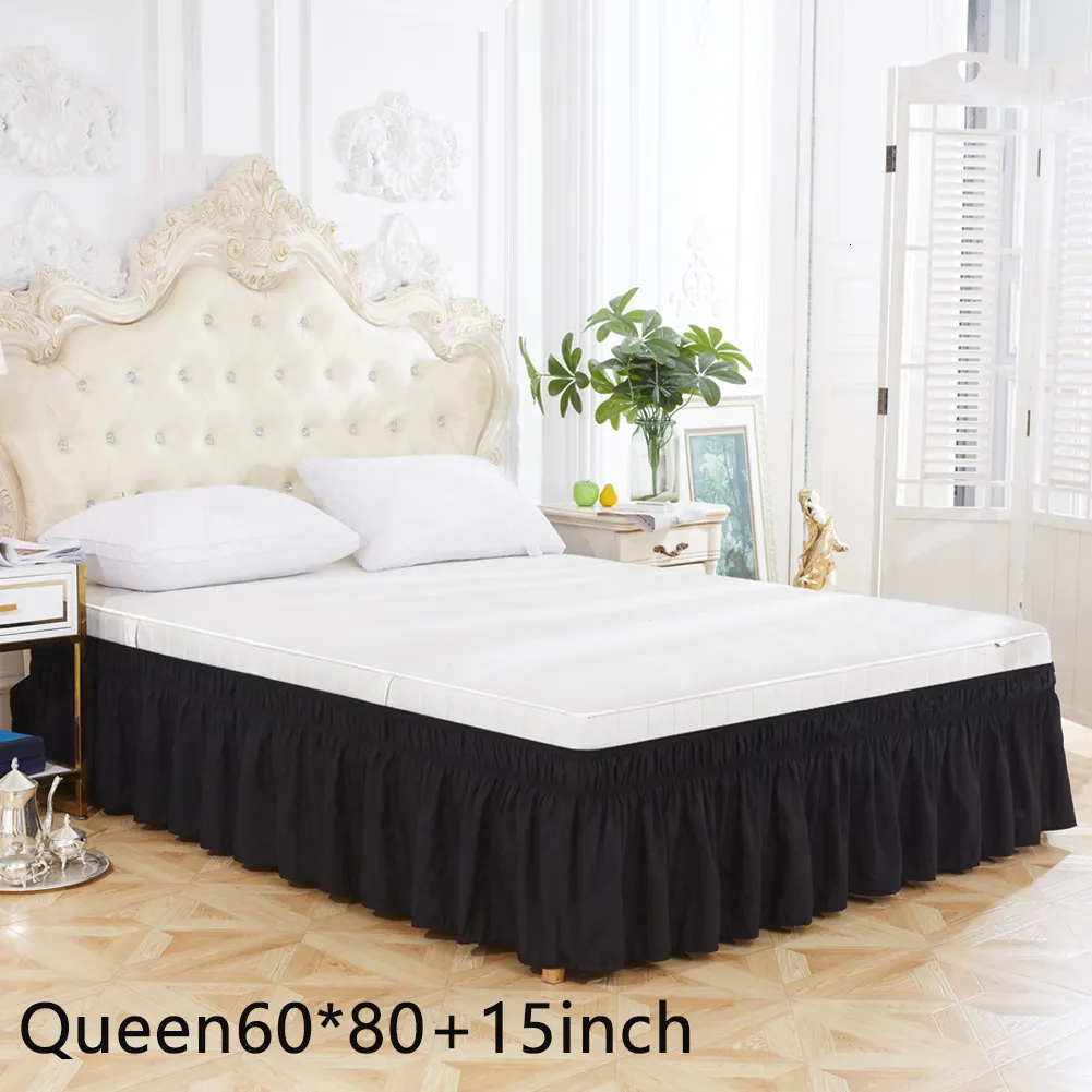 Spódnica łóżka trzy boki spódnica łóżka otaczają łatwe dopasowanie okładki elastyczne falbany ślubne pyłek bliźniacy królowa dekoracja domowa sypialnia bez powierzchni 230314