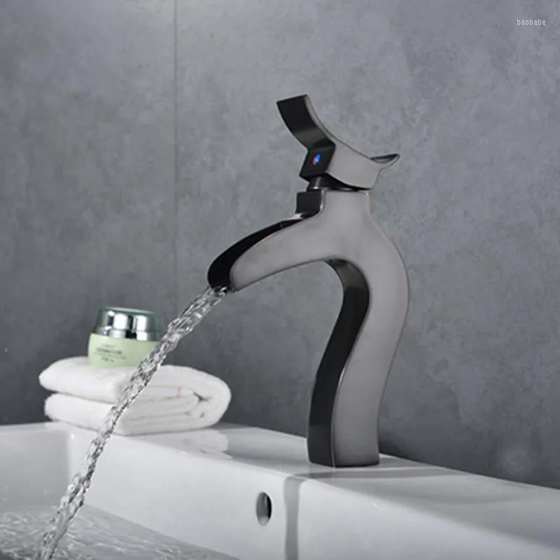 Bathroom Sink Faucets Basin Faucet Black Oil/Nickel Brass Cold And Water Mixer Tap Single Hole Deck Mounted Taps