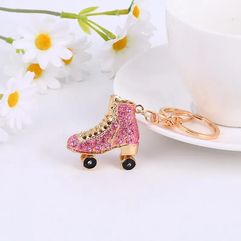 Mignon strass cristal chaussures de patinage porte-clés patinage à roulettes porte-clés porte-anneau porte-monnaie sac boucle pendentif porte-clés