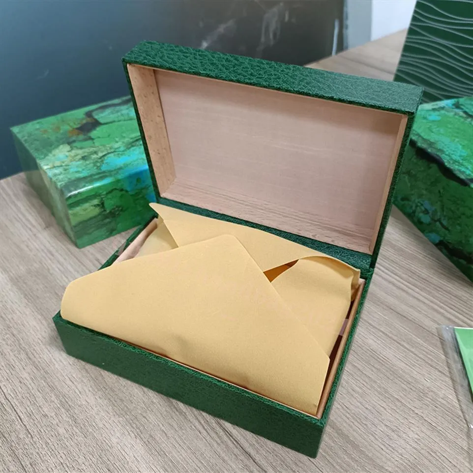 Y Rolexables Luksusowe wysokiej jakości wieczne zielone pudełko zegarkowe drewniane pudełka na 116660 126600 126710 126711 116500 116610 zegarków 212a