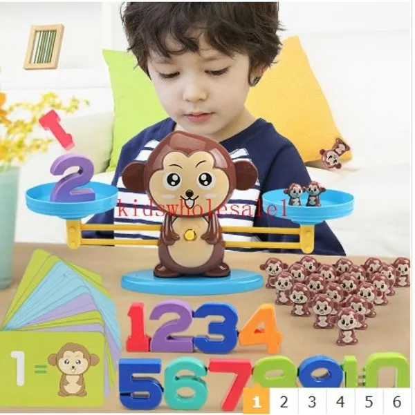 Math Game Board Toys Monkey Cat Balancing Scale Number Balance Enlightenment Digital Addition and Subtraction Math Scales Toys3d Magic Cube Segmenten