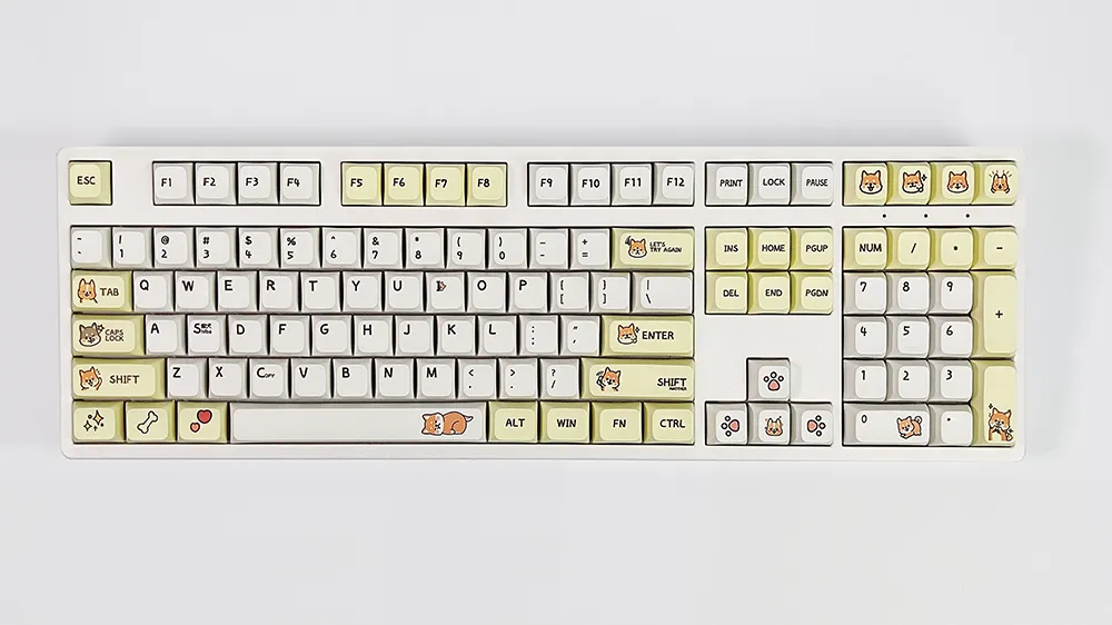 108 Layout PBT Shiba Inu Keycaps, XDA Profile, 129 Keys, DIY Custom Cute Caps for ...