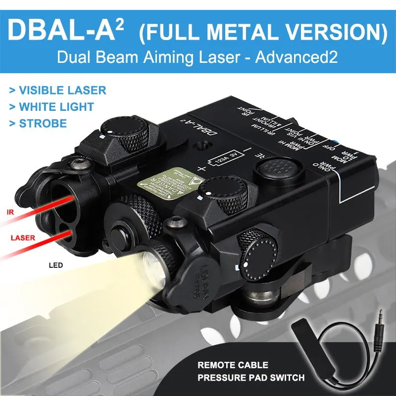 Tactical Dbal-A2 Red Dot Sight Sying Ir Red Green Blue Laser M600 Ficklight Light AirSoft Accessories Dual Remote Pressure Switch