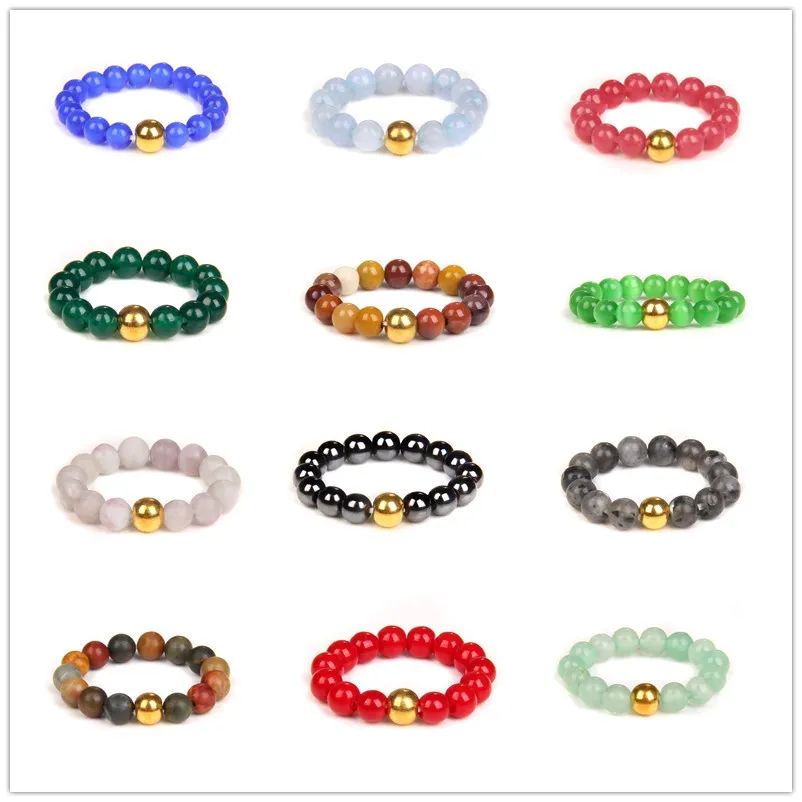 Anel de elástico para mulheres homens 4mm Stone natural 7 Chakras Rings Rings redonda de ametista de quartzo jóias boêmias