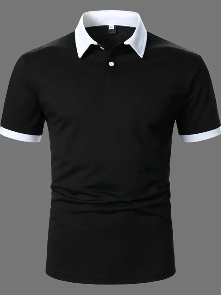 Men's T-Shirts Men's Polo Shirts Short Sleeve Polo Shirts Contrast Polo Summer Streetwear Casual Fashion Men's Tops 230313