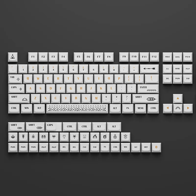 138 Chaves/set White Keycaps Cherry Perfil PBT SYE-Sub Keycap para MX Switche Diy Caps de teclado de jogos mecânicos personalizados