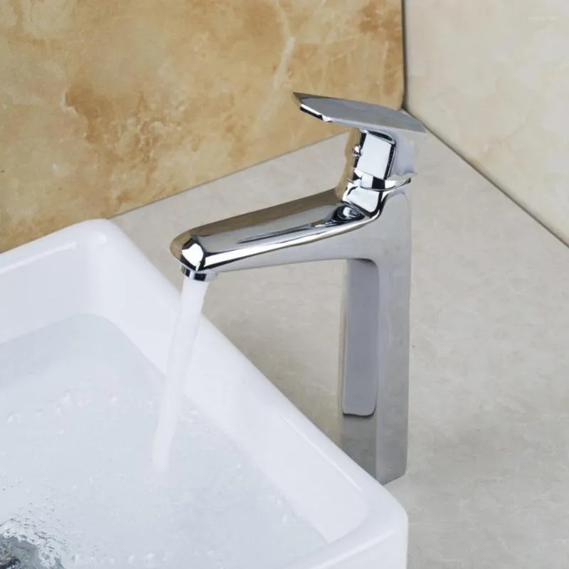 Banyo Lavabo Monit EST Yüksek Rise Cilalı Krom Akarsu Akışı Havzası Musluğu Tek saplı Su Karıştırıcısı Tap