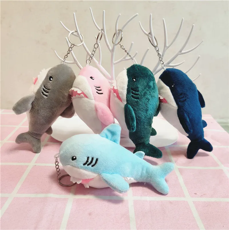 Porte-clés mignon de requin d'océan de dessin animé, porte-clés pendentif poupée en peluche petit mini dauphin poupée de dessin animé pendentif de sac de poupée