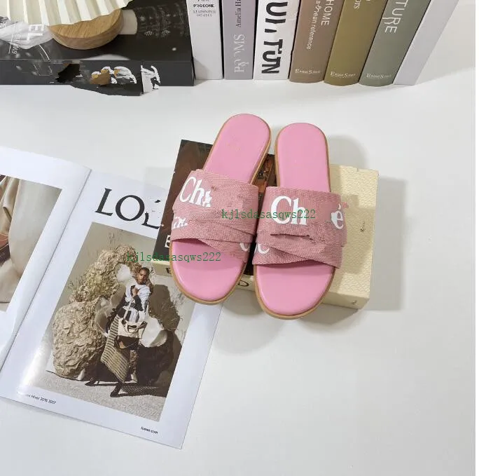 2023 Slippers Designers Women Flat Mules Sandals Slides Sail Canvas White Black Women Outdoor Beach Slipper shoes