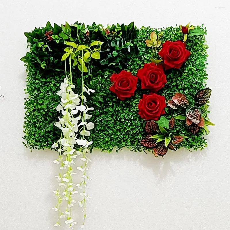 装飾的な花40x60cm家庭用装飾用の人工芝生緑色のプラスチック葉草シミュレーション植物壁の結婚式のパーティー装飾家