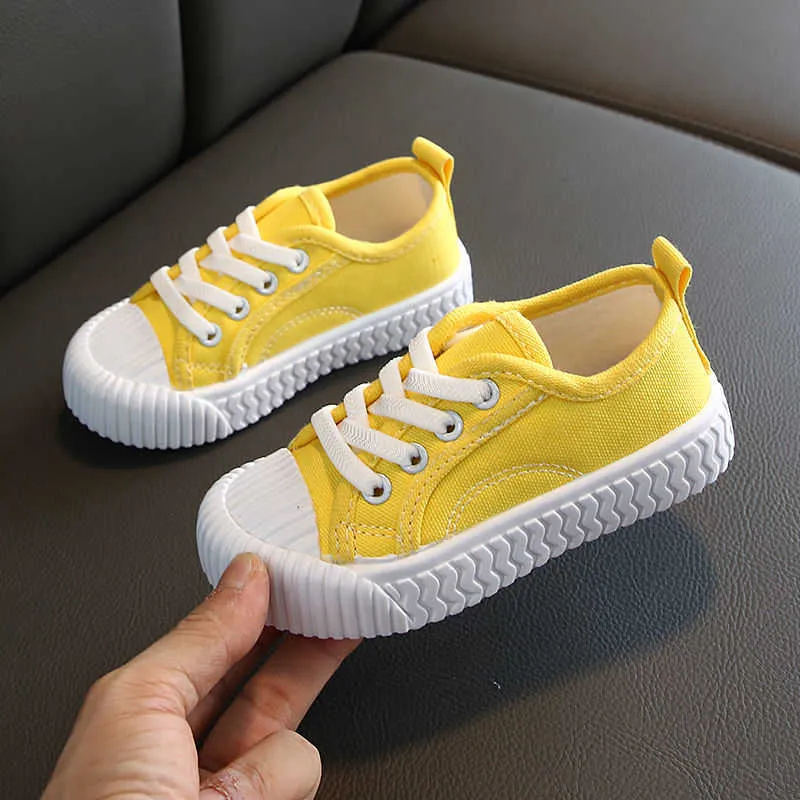 Flat Baby baskets jaunes mode enfants plat casual chaussures toile filles sport garçon vulcaniser chaussures P230314