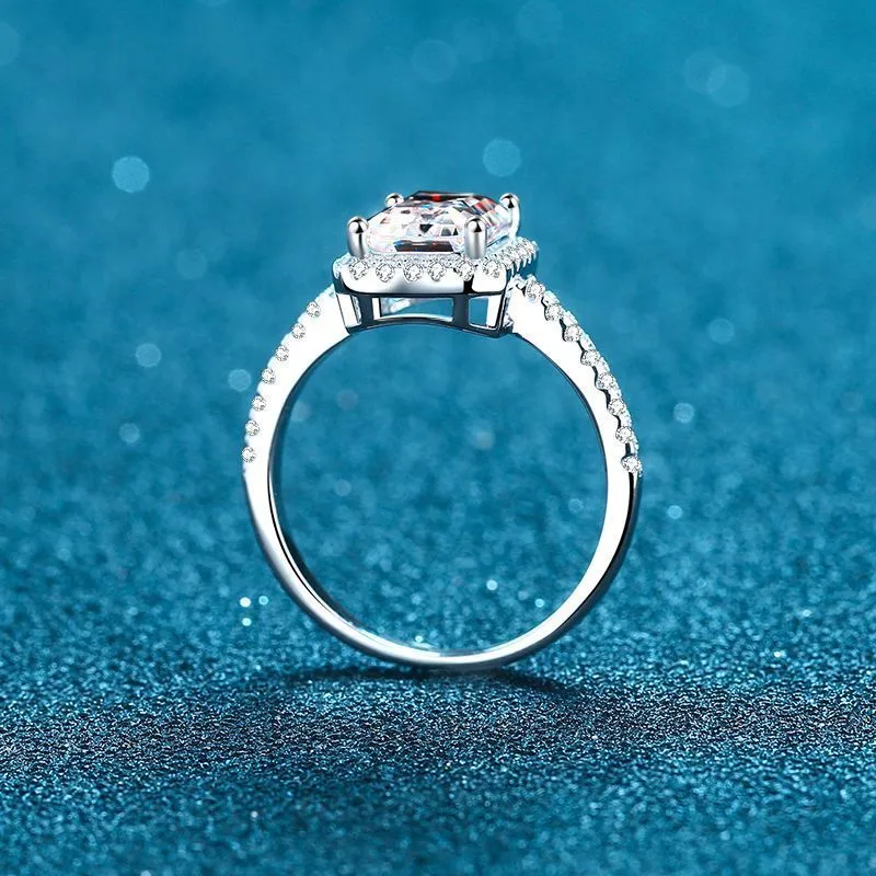 Bague Alliance Femme Avec Diamants VVS - Argent 925 - Taille Ajustable De 5 à 9 - Style Marquise