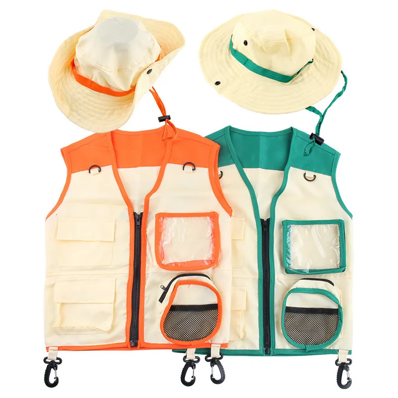 Gilet Giocattoli per bambini Kit costume da esploratore per bambini con gilet e cappello da vestire Regalo per avventure all'aria aperta Gioco di ruolo 230313