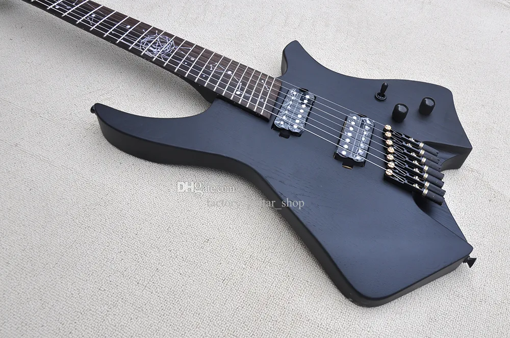 Matte Black Fanned Fretboard Ash Body 7-String Headless