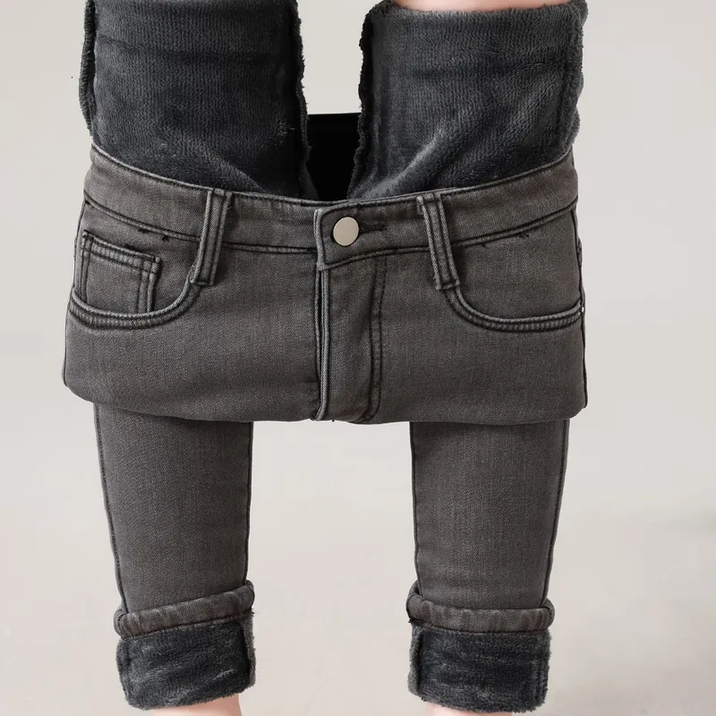 Womens Fleece Lined Jeans High Waist Stretch Denim Thermal Skinny