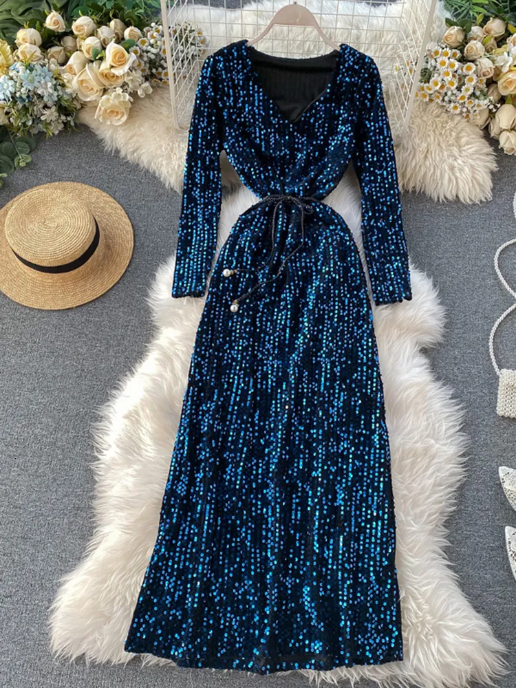 Party Dresses For Women, Elegant Long Sleeved Sequin... From Kong04, $18.98  | DHgate.Com