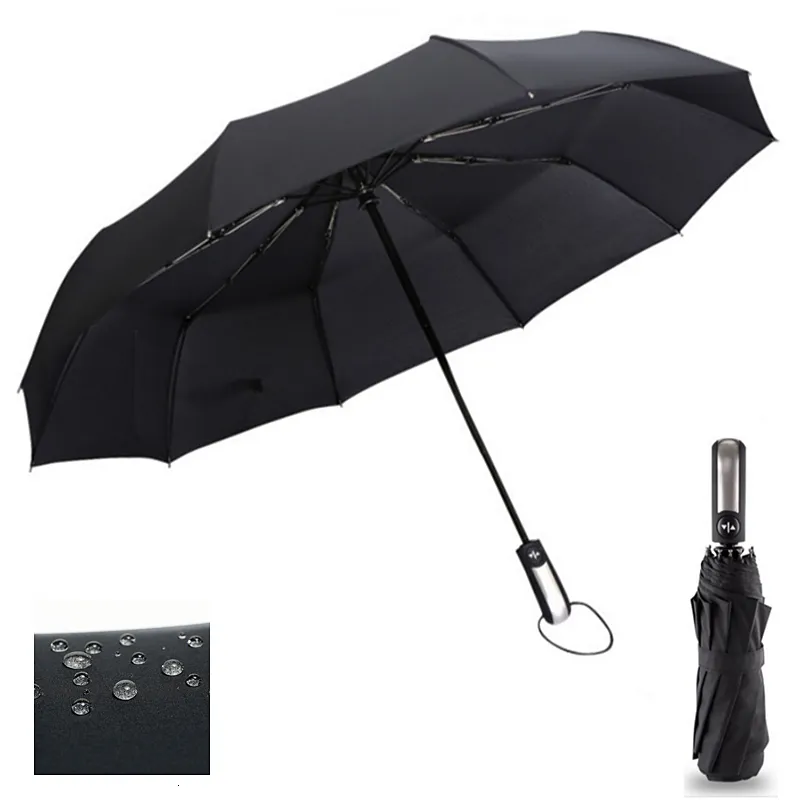 Umbrellas Wind Resistant Three Folding Automatic Umbrella Rain Women Auto Luxury Big Windproof Umbrellas Men Frame Windproof 10K Parasol 230314