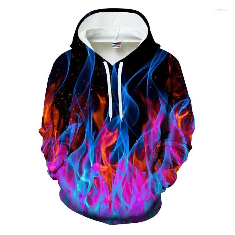 Męskie bluzy sudadera hombre kolorowe płomienie 3D bluzy mężczyźni kobiety z kapturem luźne dresy jesienne odzież uliczna