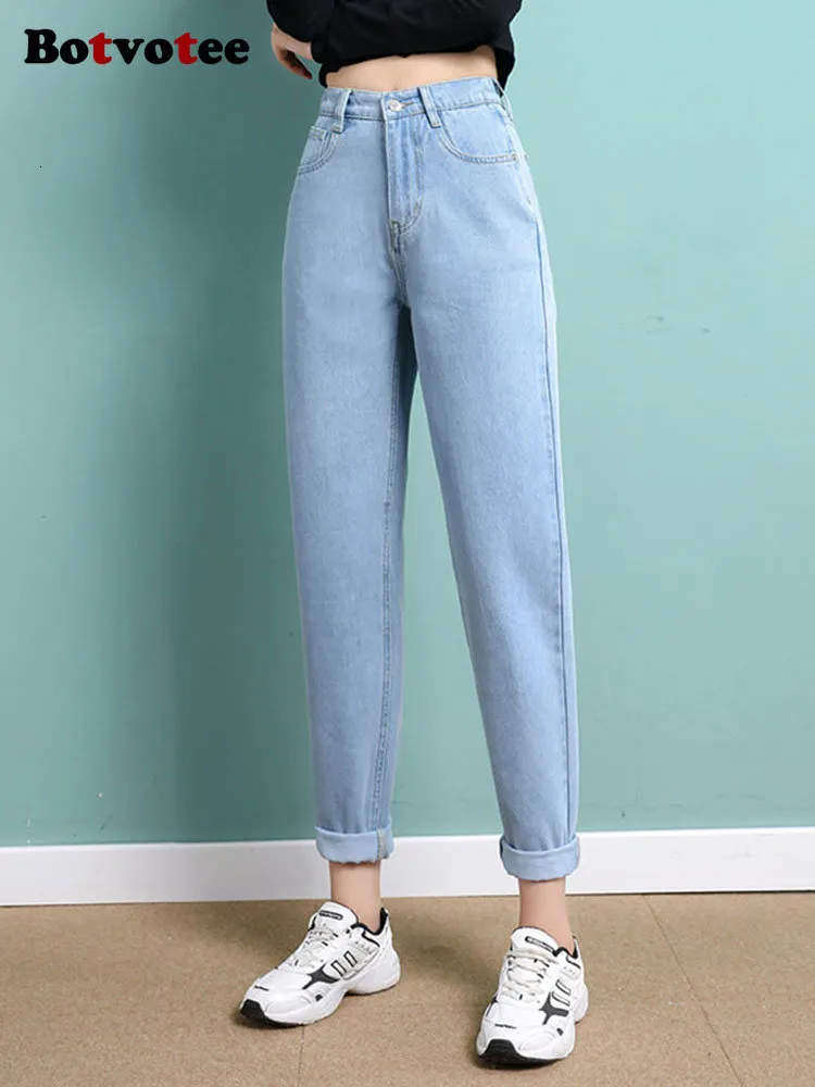 High Waisted Ripped Mom Jeans Womens Casual Denim Pants, Vintage