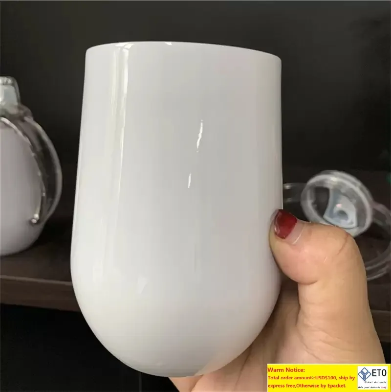 10oz sublimering sippy cup rostfritt stål mugg vin tumlar termisk överföring handtag äggkoppar isolerade kaffemugg vakuumröd