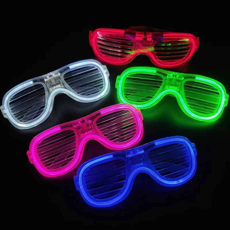 LED Light Up Toy Plashing Eyewear Shutter Glasses Bar Evening Party Rave Toys Supplies Halloween Aderetes Decorativos de Apertos brinquedos brinquedos