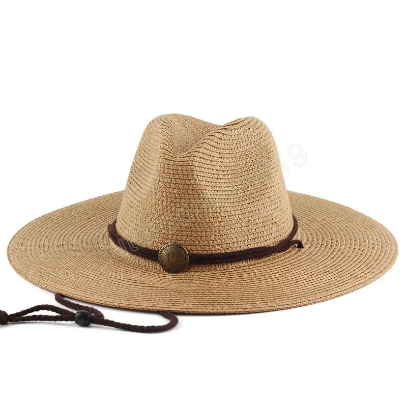 9,5 cm szerokości Brim Straw Sun Hat for Women Summer Beach Foppy Panama Hats Hats duże czapki ochronne UV Chapeu Panama Feminino