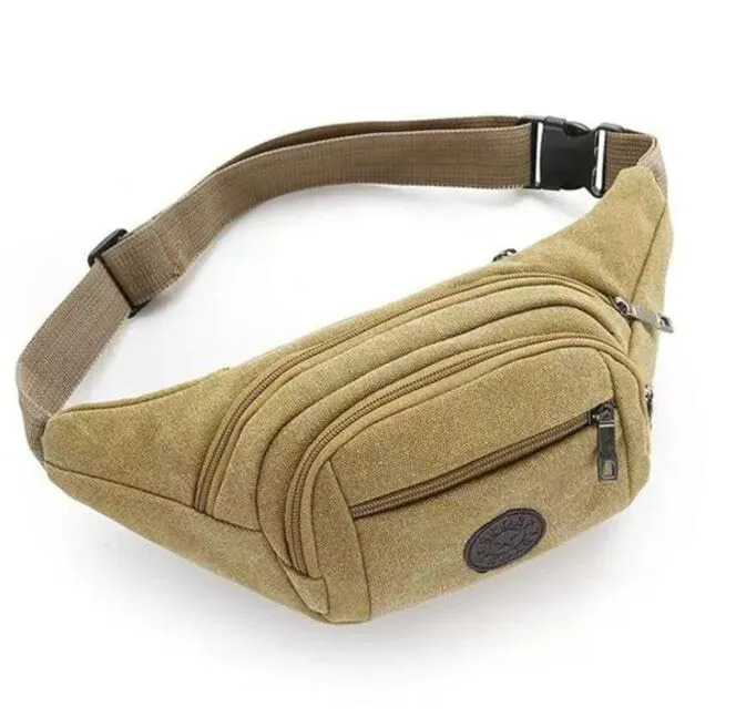 Vintage Canvas chest bag Outdoor Running Waist Pack Women Men Belt Bags Cycling Hiking Camping Travel money Purse Phone Pouch hip Fanny waistbag