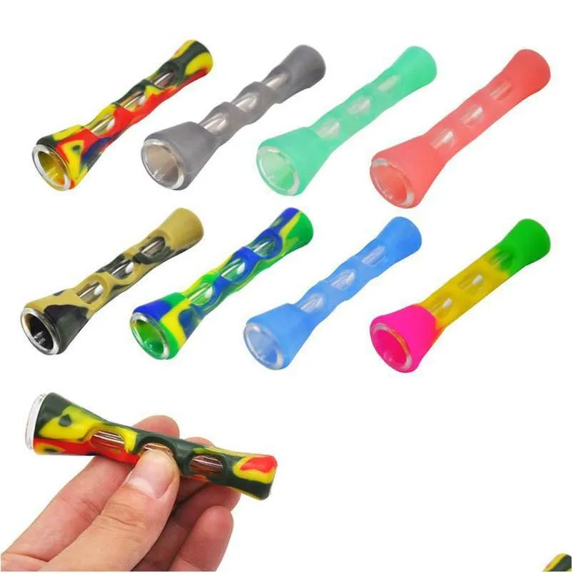 Rauchpfeifen Sile Pipe Glas Bongs 3,4 Zoll Zigarette Hand tragbare Mini-Tabak-Zigarettenhalter Drop Lieferung Hausgarten Hous DHAQ2