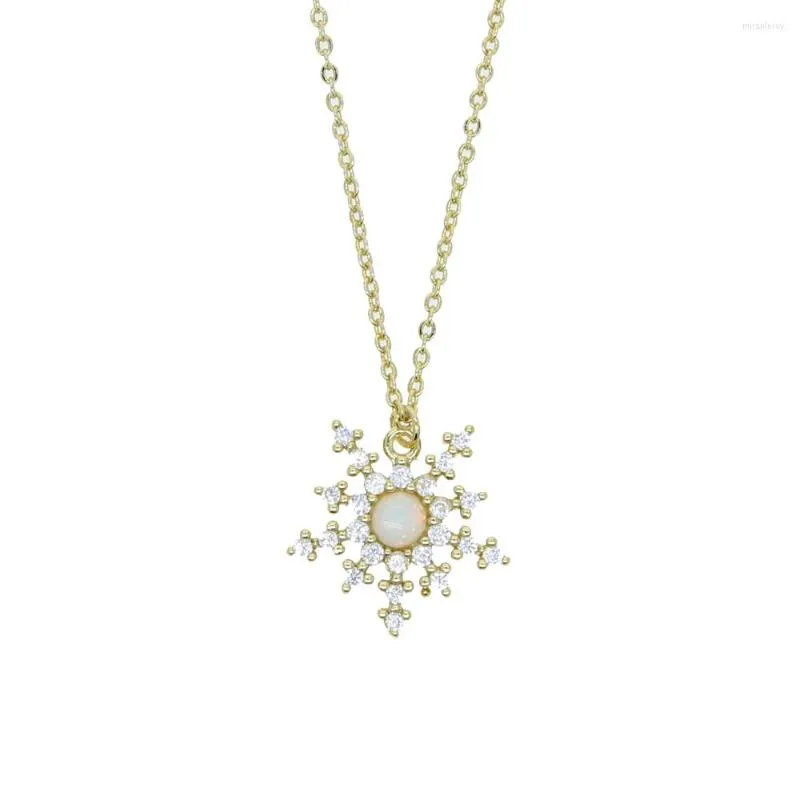 Ketens mode delicate zonnebloem charme gouden kleur hanger ketting voor elegantie vrouwen natuurlijke witte opaalsteen sieraden