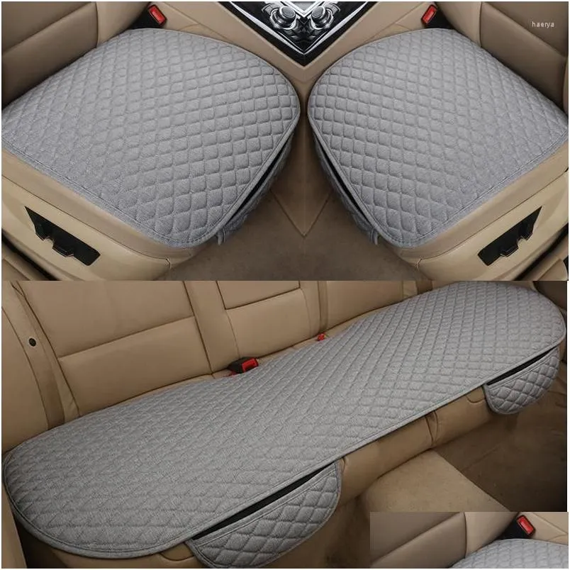 Housses de siège de voiture Ers Lin Er Avant / Arrière / Fl Set Choisissez Coussin de coussin de lin Protecteur Motive Interior Fit Truck Suv Van Drop Delivery Mo Dhcpx