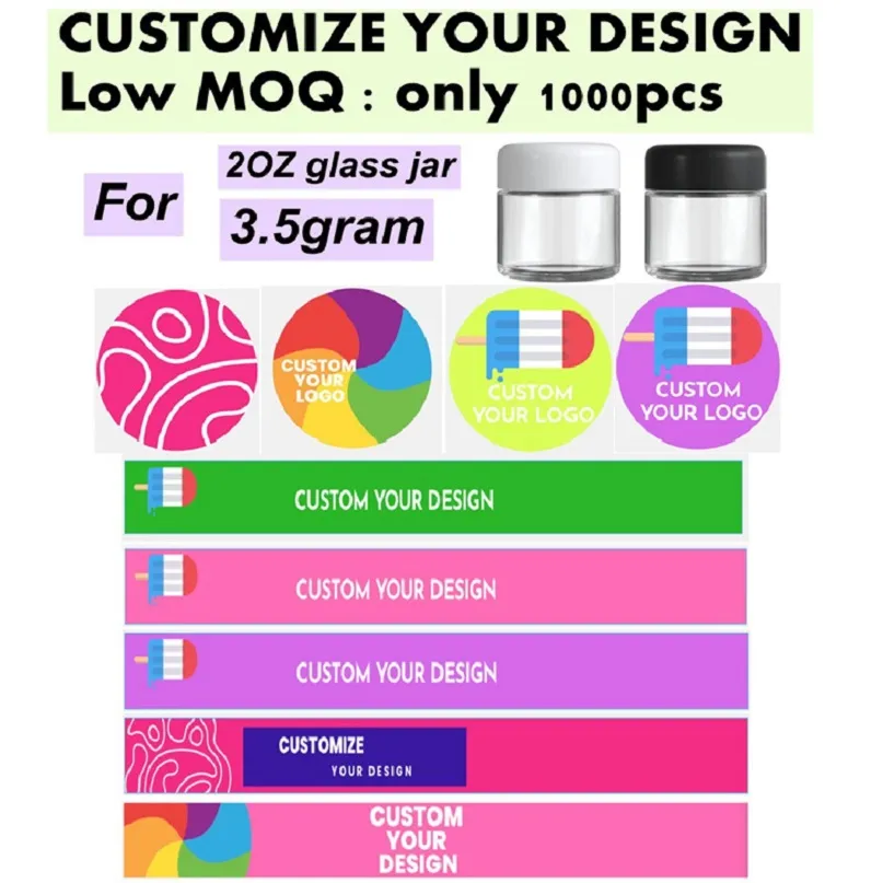 Custom 2oz 60ml glass jar stickers Packaging Paper Sticker custom stickers logo low MOQ 1000pcs Wholesale