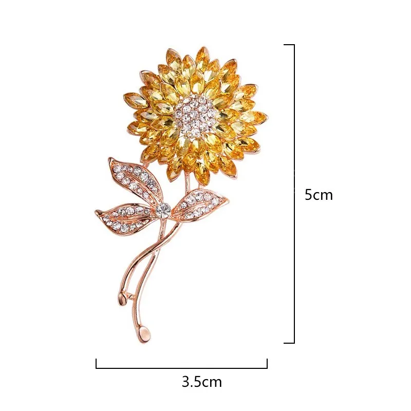 Mode cristal tournesol broches pour femmes charme strass broche épinglettes fête mariage cadeaux vêtements accessoires bijoux