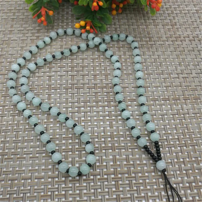 Kedjor naturliga jade pärlor handvalsade runda hängen enkel retro temperament smycken mode för kvinnor män lycka
