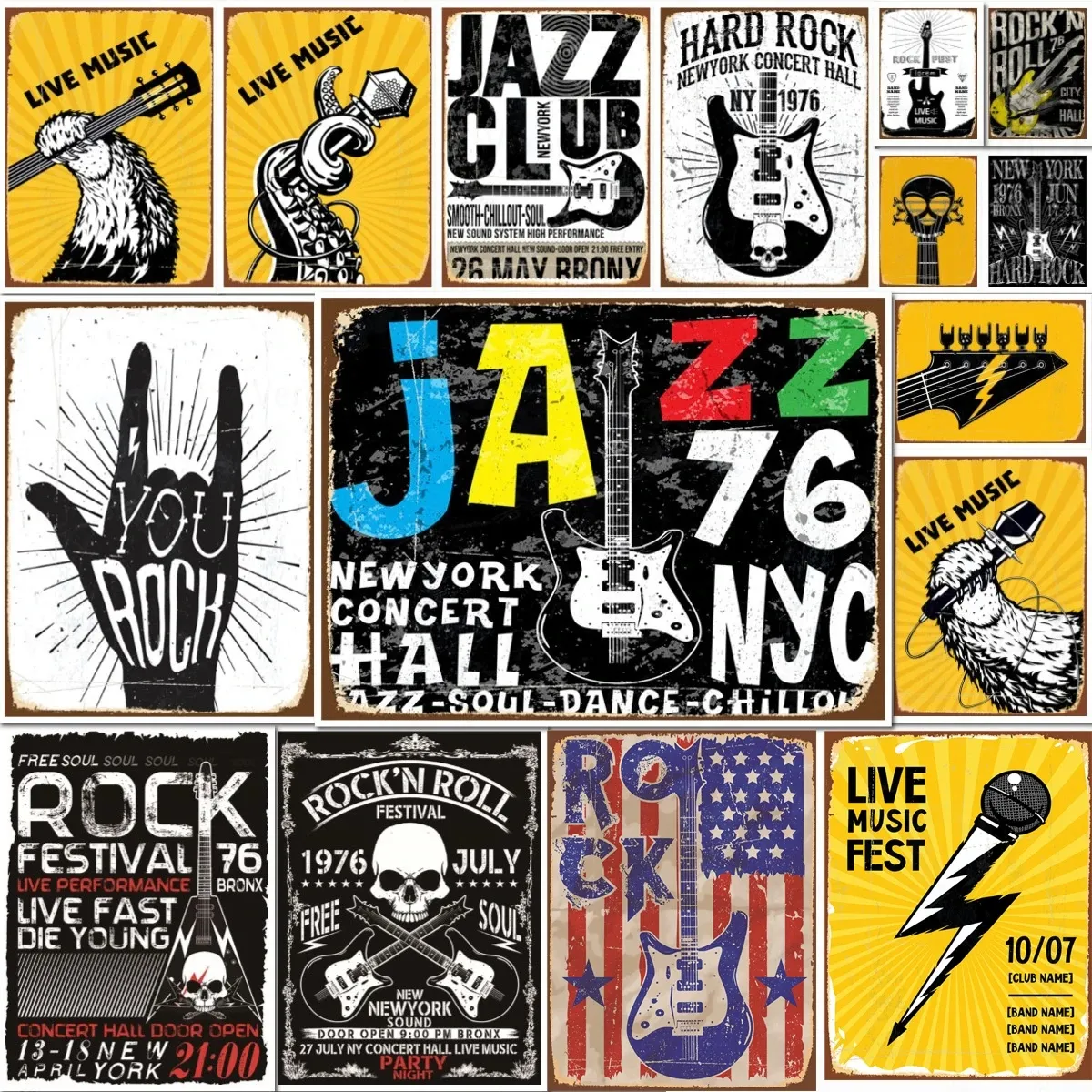 Jazz Rock Music Festival Metal Poster Retro Shabby Plaque Metal Art Iron Painting Crafts Pub Cafe Club Tin Sign Decoratief plaatteken 30x20cm W03