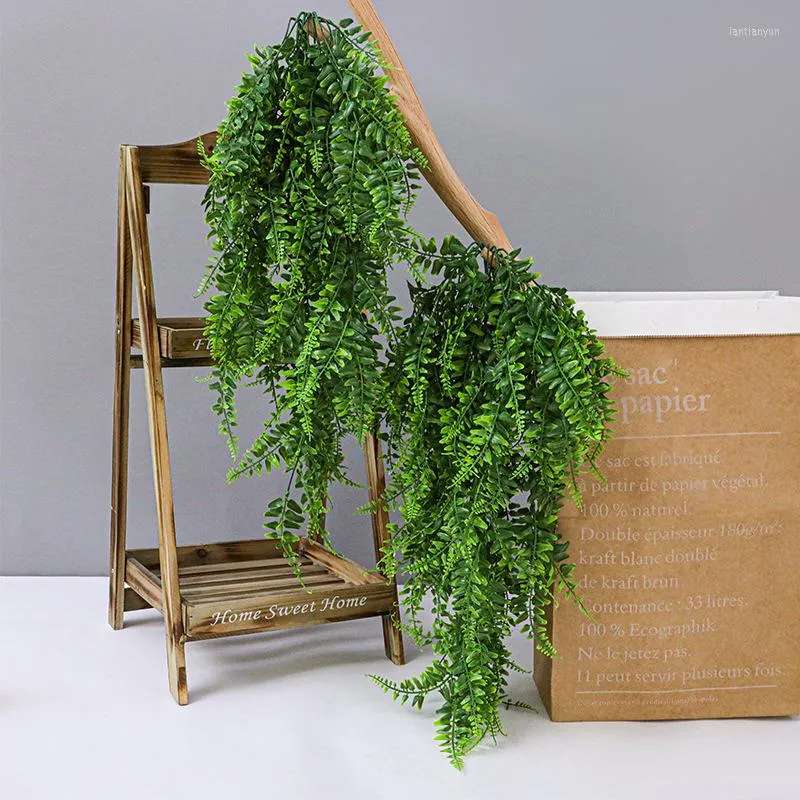 Decorative Flowers Artificial Green Rattan Plant Silk Fake Hanging Leaf Wreath Leaves For DIY Home Wedding Bedroom Garden Decoration