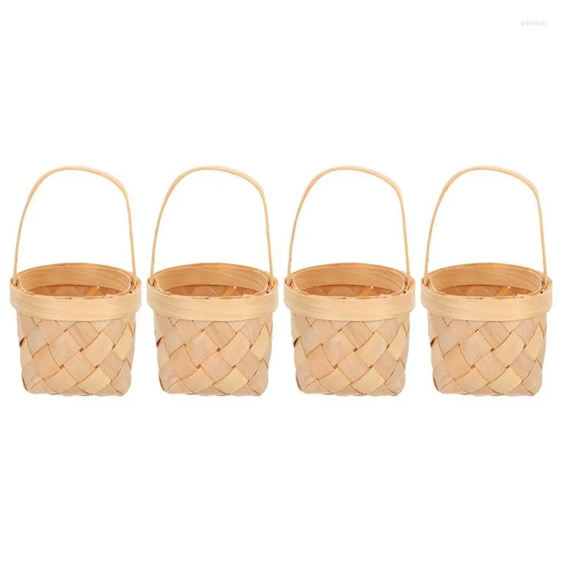 Emballage cadeau 4 pièces petit panier paquet de bonbons support de chocolat tissé pour le stockage de noce