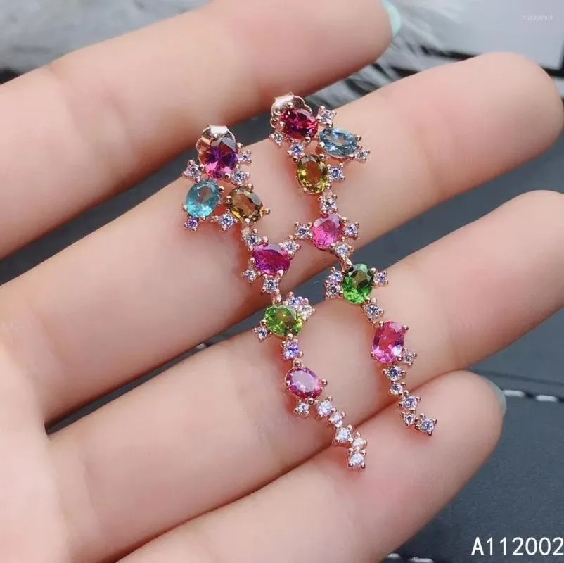 Серьги kjjeaxcmy fine Jewelry Natural Tourmaline 925 Серебряные серебряные женщины тест