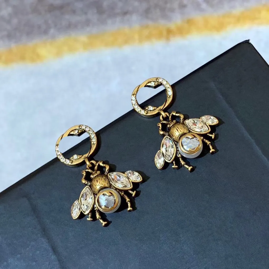 Earrings Designer Earrings Earings Bee Chandelier Earrings Dangle Letters Pendant Bow Sun Flower Luxury Chandelier Jewelry Earing Design for Women Vintage