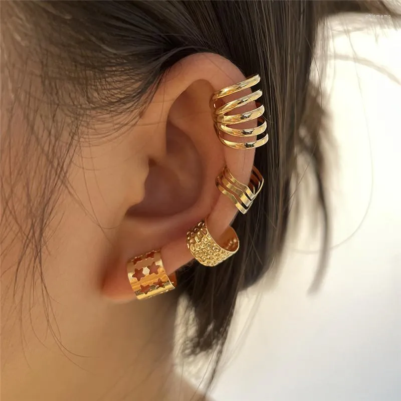 Pendientes traseros LETAPI 4 unids/set Color dorado puños de oreja Clip de estrella para mujeres escaladores sin Piercing falso cartílago pendiente accesorios regalo